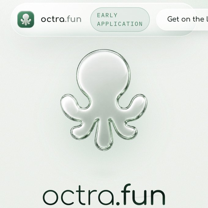 The image shows a promotional graphic for "octra.fun," featuring a glass-like octopus logo and an "EARLY APPLICATION" button with text suggesting users can "Get on the" list. This relates to the post's warning about airdrop scams, illustrating the typical early-access marketing tactic used to lure users in before operators disappear with investors' funds.