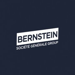 The Bernstein Société Générale Group logo appears against a dark navy background, representing the investment research firm whose analysts issued an "Outperform" rating on Circle with a $140 price target, citing strong USDC supply growth and stablecoin market share expansion.