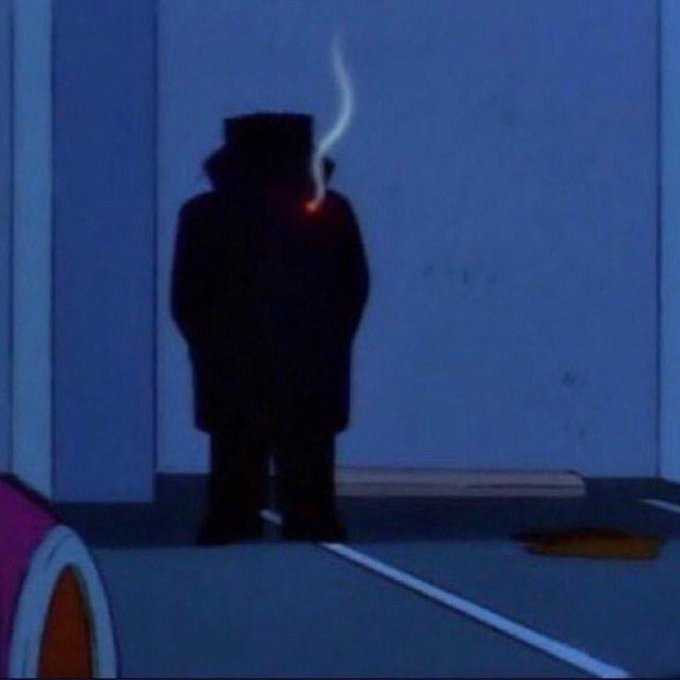 The image features a cartoon character standing alone in front of a blue wall with a white line down the middle. The character has a cigarette in their mouth and appears to be smoking, possibly as part of a nighttime scene or a nighttime-themed cartoon. The caption above the image reads "Goodnight guys Another day of showing up for @wallchain and trusting the process. The X Score doesn't lie, the Quacks don' reward shortcuts, and the community never disappoints. While the world sleeps, the algorithm is working." This post seems to be related to a cartoon or animation series that features the character from "Wall Chain" as one of its main characters.