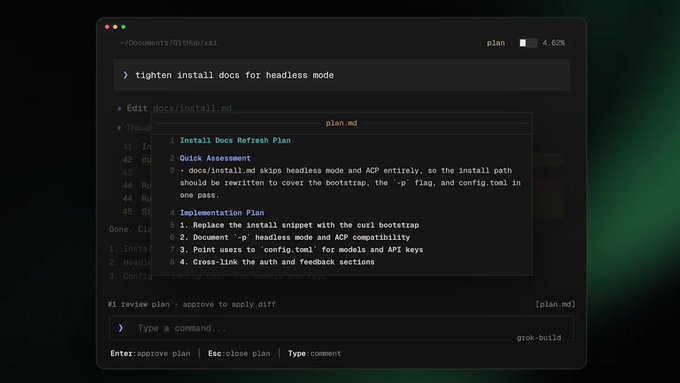 xtop screen displays a black and green gradient background, with the text "Tighten your install files for headless modes" at the top.