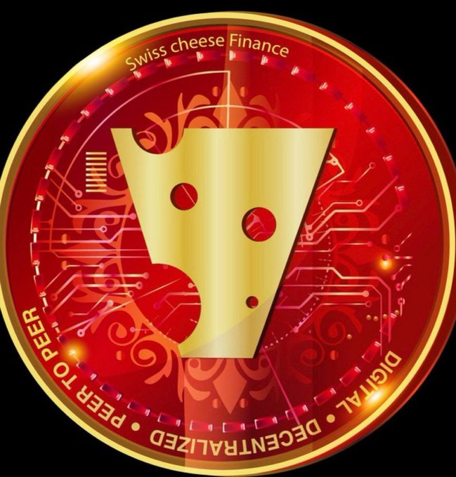 The image features a red circle with a gold cheese symbol inside of it. The background of the image has a red and black pattern that includes the words "SWCH" and "DYOR", suggesting that this could be related to a meme coin or a cryptocurrency. The phrase "focus on what is in the image and how it relates to the post" implies that the viewer should pay attention to both the visual elements of the image, such as the red circle with the gold cheese symbol, and any accompanying text or context provided by the image creator.