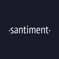 The Santiment logo, featuring its name "·santiment·" in white lowercase letters on a dark navy background, accompanies the post about 69,494 small Bitcoin wallets exiting during the July-August market shakeout before BTC's price recovery.