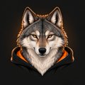 A digital illustration of a wolf or husky face in a hooded jacket, rendered in a logo or esports mascot style.
