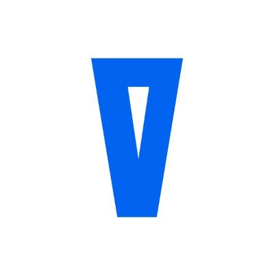 A blue stylized 'V' logo on a white background.