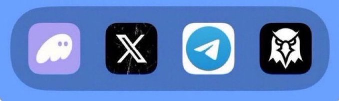 A blue banner displays four app icons in a row: Discord, X (formerly Twitter), Telegram, and a stylized owl logo, representing the essential social platforms for "Solana summer."