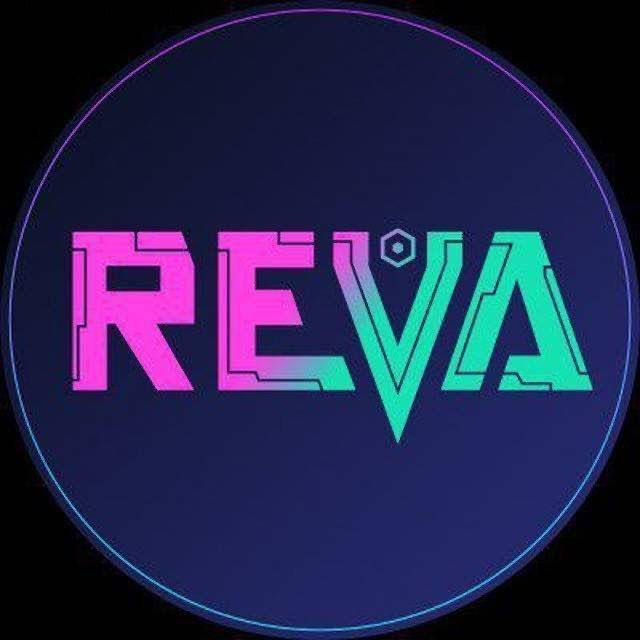 A circular logo featuring the stylized text "REVA" in a gradient of pink and teal against a dark background, representing the REVA Alpha cryptocurrency that has launched on a new blockchain with 1 billion total supply. The design includes geometric hexagonal elements within the letters, complementing the project's tech-forward blockchain identity.