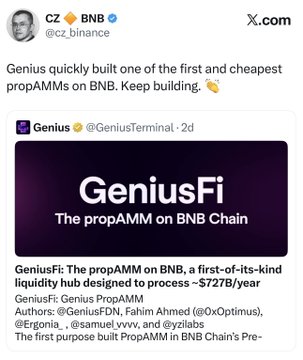 The image features a social media post where the text is centered at the top, discussing a new product that has been developed by GeniusFi. The post includes an explanation of the product's capabilities within the context of what the product does or what it enables, as well as its purpose or function in the world of finance.