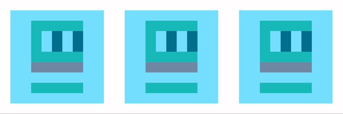 Three identical floppy disk icons displayed in a row on a light blue background.