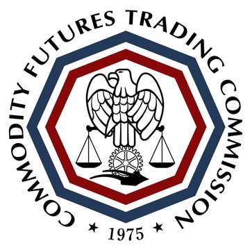 The official seal of the Commodity Futures Trading Commission (CFTC), featuring an eagle with scales and a wheel, established in 1975.