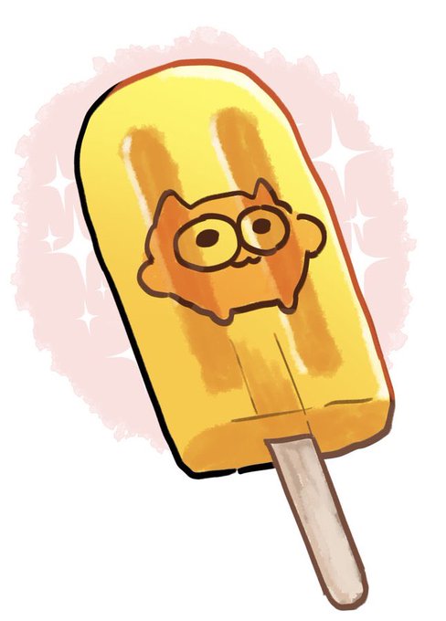 A cute, glossy popsicle illustration features a cartoon cat with big round eyes embedded in a yellow frozen treat against a sparkly pink background. The image plays on the "cat coin szn" theme, depicting a cat literally frozen inside a popsicle—likely symbolizing a meme coin with a cat mascot that's gaining momentum "slow & steady then all at once."