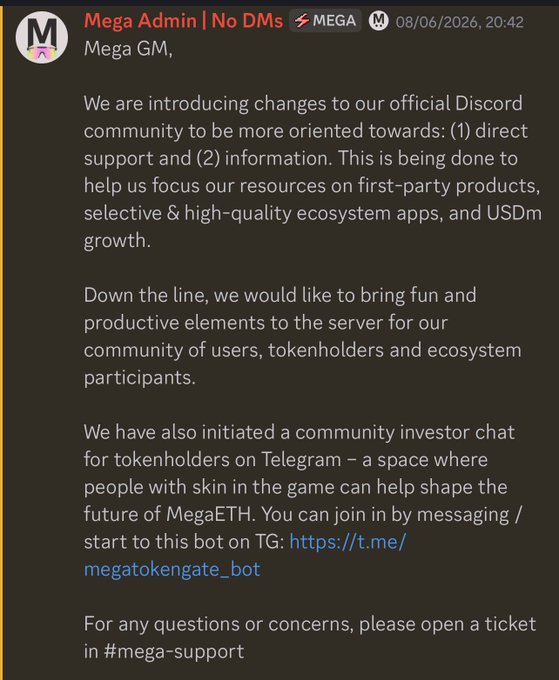 This image features a screenshot of an email from Mega admin, a Discord server, with information about changes that are being made. The email appears to be a message related to the game or Discord role, which may require users to enter their personal details for setup purposes. It seems that one can join in and ask questions on this post, as indicated by a question mark at the bottom of the image. There is also a statement about how someone has wasted two years and time being in a dying project or role that has been bullshitting in this area for years (a form of bullshitting).