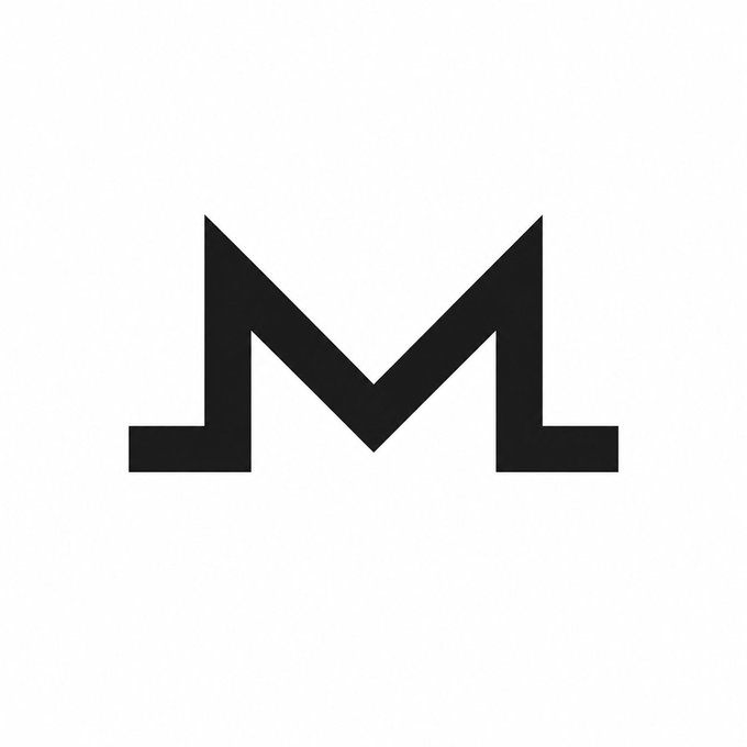 The image features a logo with the letter "M" in black, which appears to be a monochromatic design. It has a simple yet striking appearance that stands out against a white background. The text "Monero" is also present within the logo, indicating its association with the cryptocurrency Monero.