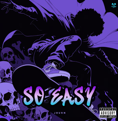 An album cover with purple and black tones featuring a hooded figure, with the title 'SO EASY' and the name 'JBKURN' visible.