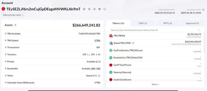 xtrp account summary page with a gray background, white text, and a list of transactions.