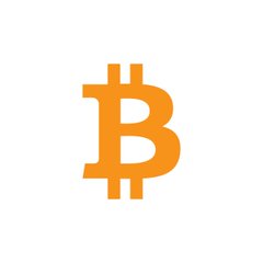 An orange Bitcoin cryptocurrency logo displayed against a plain white background.