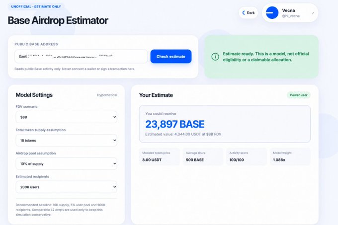 The screen displays a screenshot of an AirDrop Estimator page that has a list of models available for purchase, along with their respective prices, estimated values, and quantities needed to meet those values. The watchlist is marked as inactive because there are no direct project links visible in the image.