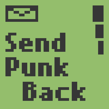 A pixel-art image featuring the word 'PunkBack' in black text on a bright green background.
