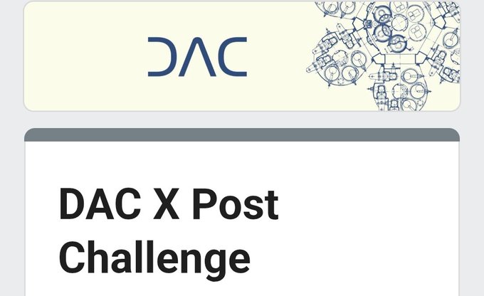 A promotional graphic for the 'DAC X Post Challenge' featuring the DAC logo alongside technical illustrations of spacecraft and machinery on a cream background.