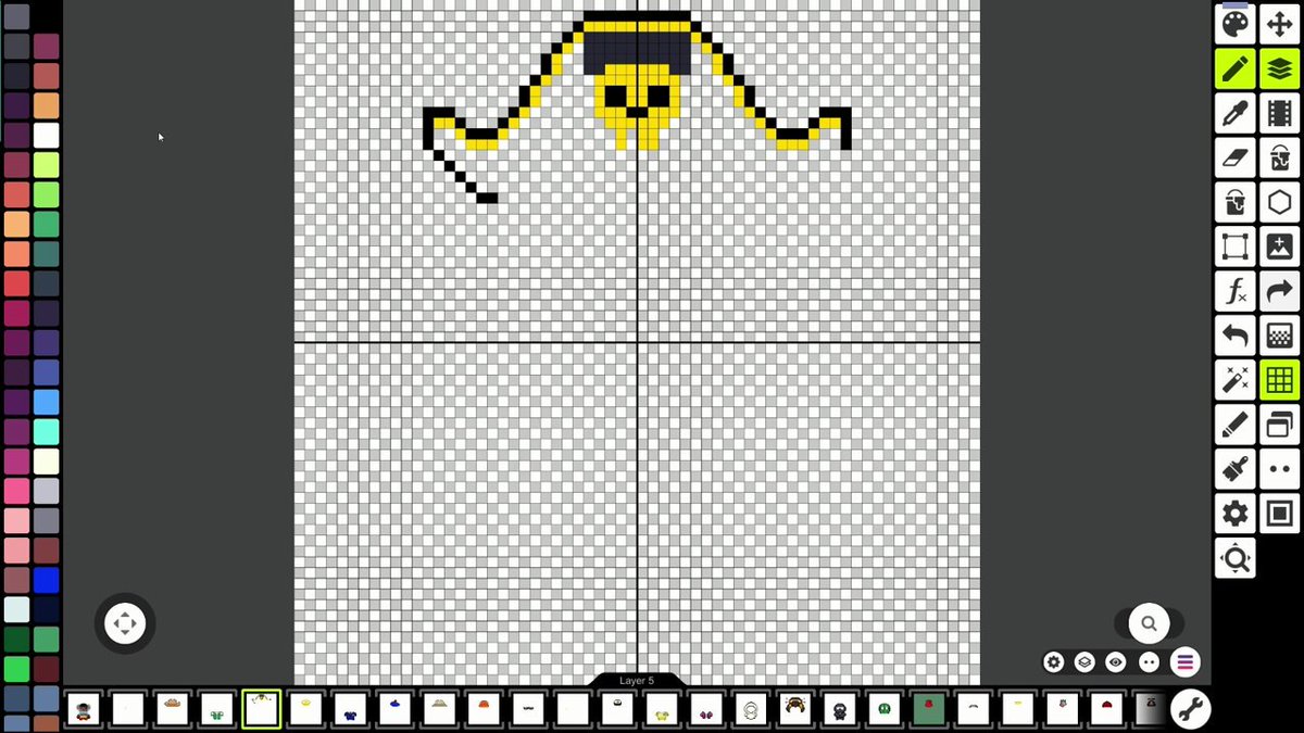 The image shows a computer screen with an art program open that displays a cartoon character of a person wearing a hat, holding a stick or cane, and surrounded by various colors. The cartoon character appears to be drawing something, possibly a picture of a person's face. The text in the image reads "2222 Koalas, hand draw, pixel by pixel... @Koalified_eth is definitely building something. Excited to see what it is." This suggests that someone has been working on this cartoon character and is excited about their progress.