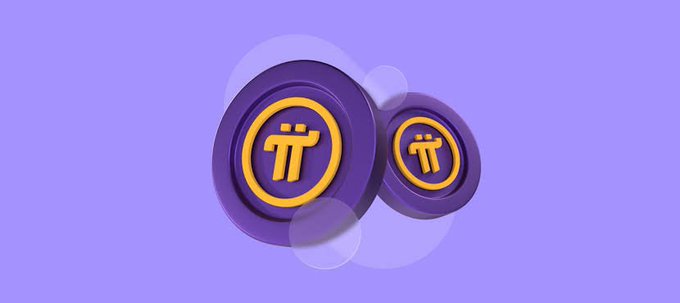 Two purple Pi Network (π) cryptocurrency coins displayed against a light purple background with floating bubbles.