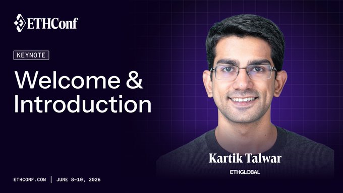 The image features a man wearing glasses smiling at the camera while standing against a purple background. The text "Welcome & Introduction" is displayed above him, indicating that he is about to give a speech or presentation. The event appears to be taking place in a conference setting with an emphasis on Ethical AI and ML.