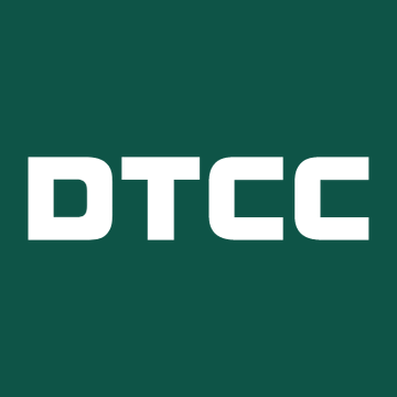 The image features the DTCC logo in bold white letters on a dark green background, referencing the Depository Trust & Clearing Corporation in connection with a post highlighting a $114 trillion figure related to XRP.