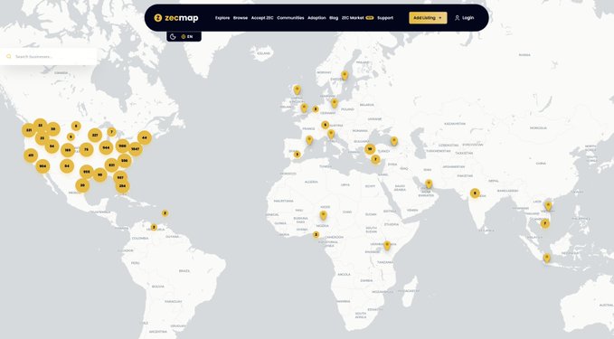A world map from 'ze cmap' showing Explore, Browse, Accept EIC Communities, Adoption, and Blog content, with numerous numbered location markers concentrated in North America, Europe, and parts of Asia.