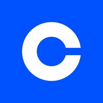 A white stylized "C" logo on a blue background, representing the Coinbase brand, accompanies news that the crypto exchange's chief legal officer Paul Grewal is departing after six years to take an advisory role.
