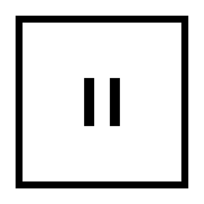 A black square contains two parallel vertical bars forming a pause symbol, evoking a moment of suspense as the poster hesitates to check whether Runecoin's market cap has reached $1 billion.
