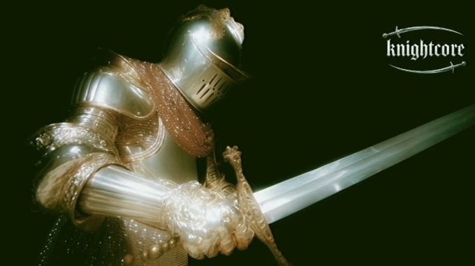 A stylized portrait of a knight in golden armor holding a sword, branded with the 'Knightcore' logo.