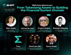 A "BWA Goes Mainstream: From Tokenizing Assets to Building the Financial System Onchain" event graphic dated Thursday Aug 21, 2025, featuring speakers Sam Jorks, Michael Be Zee, Crypto Amanu, and Rodrigo Palacios.