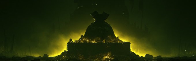 A massive pile of gold coins and treasure glows in a dark, cavernous setting, evoking the promise of untapped wealth. The image visually reinforces the post's message about $BAG being a "fresh" and "early" opportunity, suggesting buried riches awaiting discovery by those who watch closely before the broader market catches on.