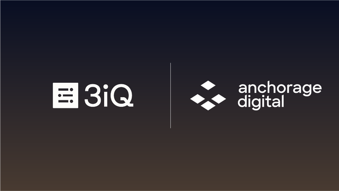 A dark graphic displays the white logos for '3iQ' and 'anchorage digital' separated by a vertical line.