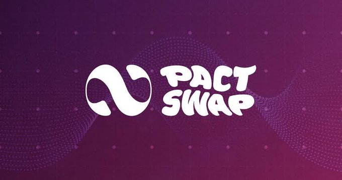 A graphic displays the 'PACT SWAP' logo in white against a purple background with a wave pattern and dot accents.