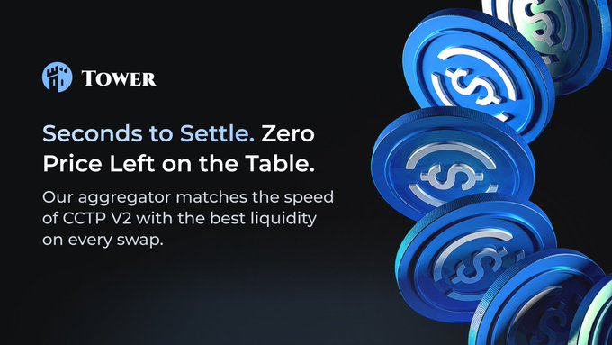 The image displays five blue coins falling towards the ground, with one coin taking center stage while others follow at various distances from it. The coins are arranged around a text box that reads "Seconds to settle. Zero price left on table" and appears to be related to cryptocurrency trading or blockchain technology in some way.