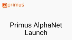 A simple graphic displays the 'primus' logo with the text 'Primus AlphaNet Launch' on a white background.