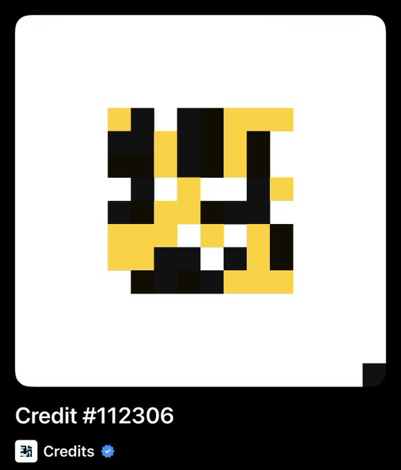 A pixel art icon in black and yellow squares on a white background, labeled 'Credit #112306' with a verified 'Credits' tag below it.