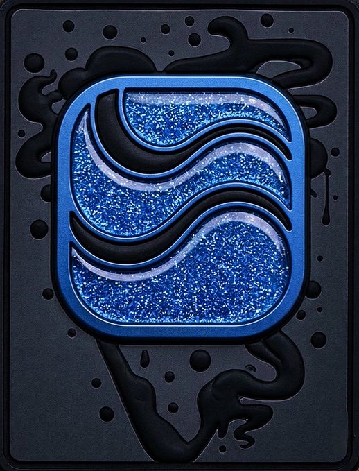 A stylized blue "R" logo with a glittery, water-like texture sits against a black background featuring dripping liquid designs, symbolizing the flowing, fluid nature of the River ecosystem. The image's rippling water motif visually reinforces the post's message about earning River Points and staking $RIVER, evoking a sense of continuous growth and smooth cross-chain movement.