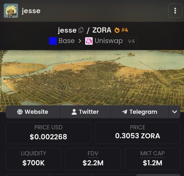 A profile page for the $ZORA token on Base network (rank #4 on Uniswap v4) shows a price of $0.002268 USD (0.3053 ZORA) with $700K liquidity and a $1.2M market cap, paired with the user's commentary suggesting both Base ecosystem tokens could surge following the B20 update, particularly if memecoin hype takes hold.