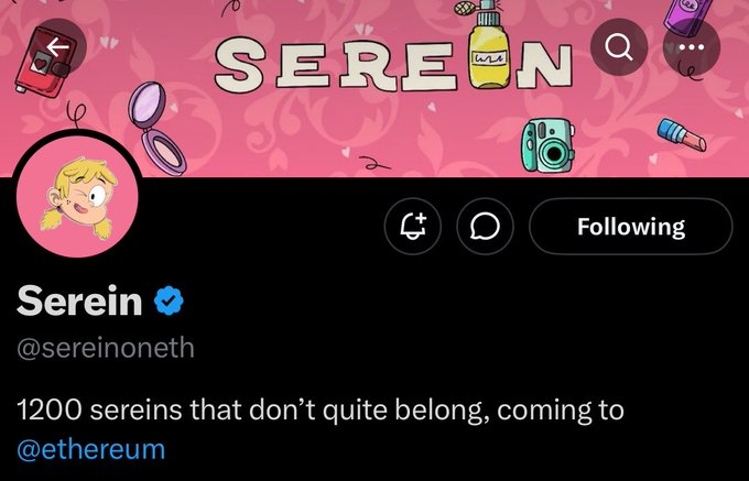 The image features a Twitter post from someone named Serein, who has posted about a new product called "serein" (a type of mint). The post includes a link to an article that talks about the product's arrival at the store. The post also mentions that the product is available for purchase on the website @sereinoneth.