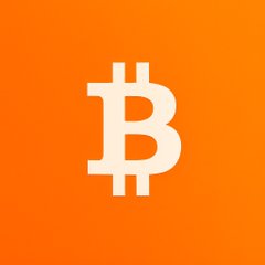 The Bitcoin logo, a stylized white 'B' with two vertical strokes, displayed on a solid orange background.