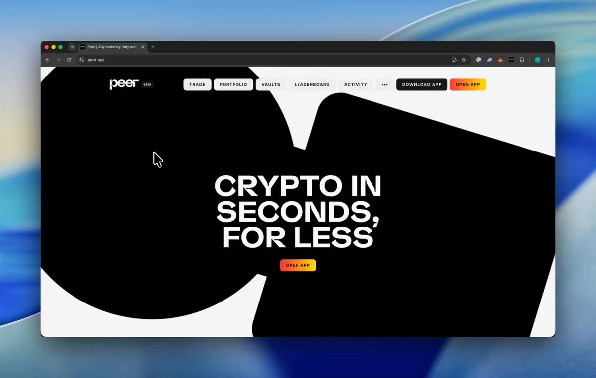 The image features a website called "Peer" with a black background, white text, and a red button that says "Refresh". The website appears to be related to cryptocurrency trading or investing, as indicated by the title of the post on the website. The post is titled "Cypher in Seconds for LESS", which suggests that it might be about a new cryptocurrency or a way to invest in it. The image also contains text that reads "1/ Peer' s refresh on web is now live! A cleaner marketplace for converting USDC 
from your peers. Portfolio tracks your performance.", indicating that the website has been recently updated and is now available for viewing.