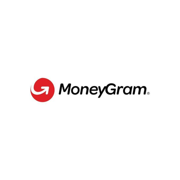 The MoneyGram logo, featuring a red circle with white arrows and black text, is displayed on a white background.