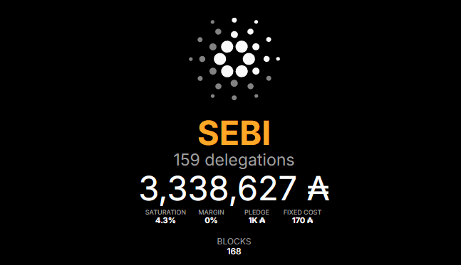 The image depicts an infographic representing the number of stake pools currently running (including one named SEBI) and their respective funding amounts. The data shows that a majority of stake pools are closing down, with over half of them being sponsored by SEBI. The remaining stake pools seem relatively small in terms of funding. There's no clear explanation or context provided about the reasons behind these closures.