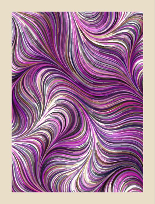 Abstract marbled art print featuring swirling wave-like patterns in vibrant shades of pink, purple, black, and white.