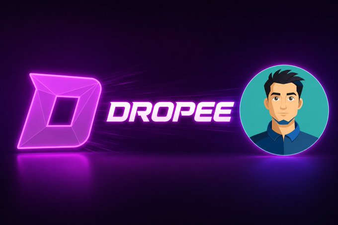 The image features a man with a blue shirt against a purple background. The text "DROPEE" is written above him, and there are two neon lights - one on top of the other - positioned below his head. The caption reads "Good day fam! Most people still underestimate what Telegram becoming crypto-native actually means. TON didn’t just get another integration - it got distribution at a scale no chain has touched this cycle."
