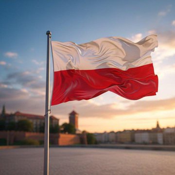 The image features a Polish flag flying high against a beautiful sunset sky, with a castle visible in the background. The flag has red and white colors, which are traditional colors of Poland's national coat of arms. The text "NEW: Poland’s president vetoed a crypto market regulation bill for the third time" is present, indicating that the Polish government has repeatedly vetoed a bill related to cryptocurrencies. This suggests that the government may have concerns about the potential risks and challenges associated with cryptocurrency markets in Poland.