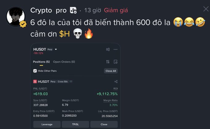 The image shows a social media page with a screenshot of a post containing a conversation among users. The primary focus of the post is on CryptPro, but there are other elements like emojis and funny faces present as well. A user named "Husd" has posted something about cryptocurrency prices, mentioning a price for Bitcoin at $6,000. Another user has added a smiley face to the post in English. The conversation seems to be happening on Twitter, as indicated by the language used.