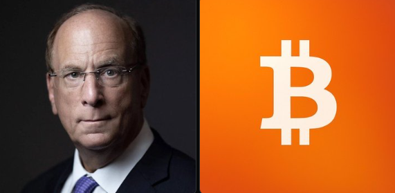 A split image showing a portrait of a man in a suit and glasses on the left, alongside an orange square with the white Bitcoin '₿' logo on the right.