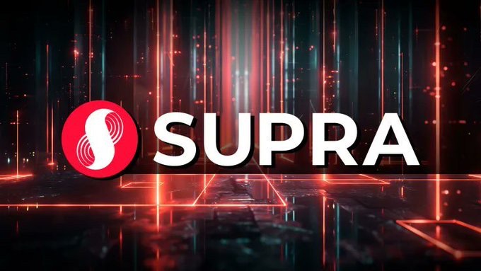 The image features a large logo for a company named "SUPRA" with red and white colors against a black background. The text "The biggest opportunities usually appear before the crowd arrives." is written below the logo, which seems to be related to the company's name or mission.